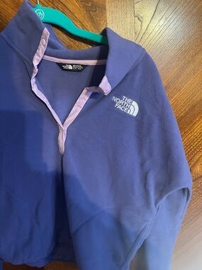 The North Face Purple Fleece Pullover with Light Pink Trim